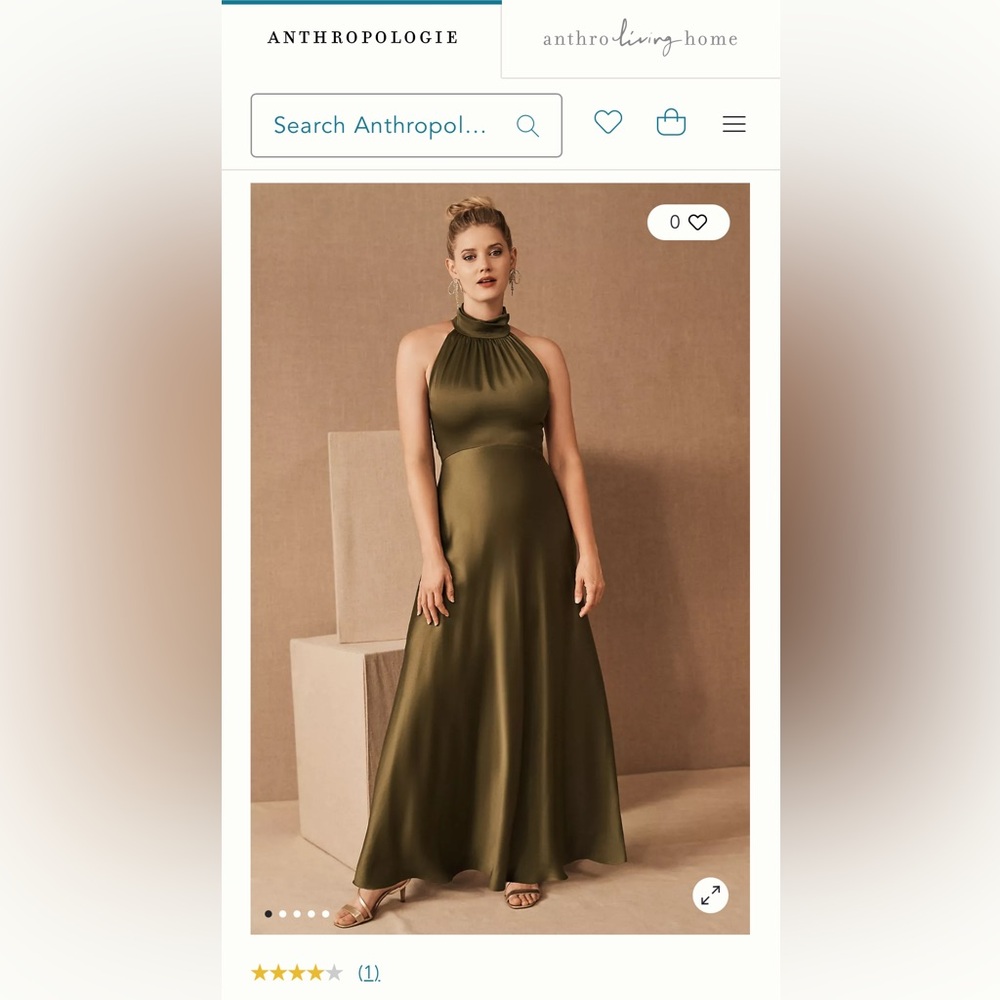 BHLDN high neck green gown